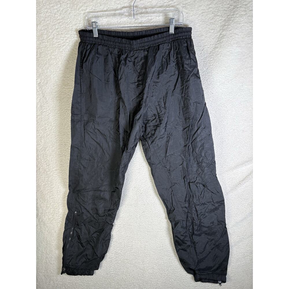 Pro Spirit Windbreaker Track Pants Mens Large Black Zip Ankles Lined Warmups